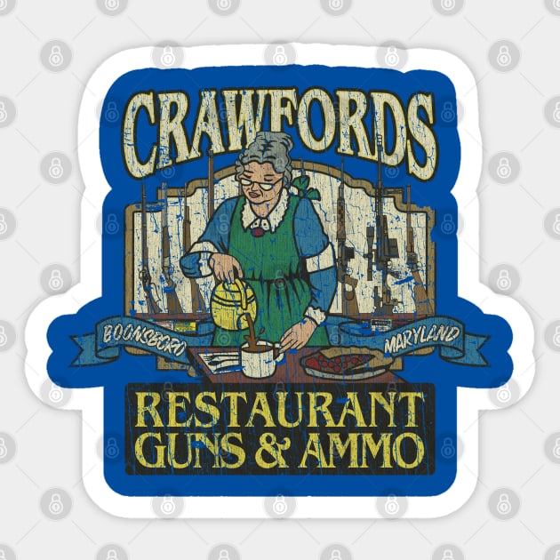 Crawfords Restaurant, Guns & Ammo 1980 Sticker by JCD666